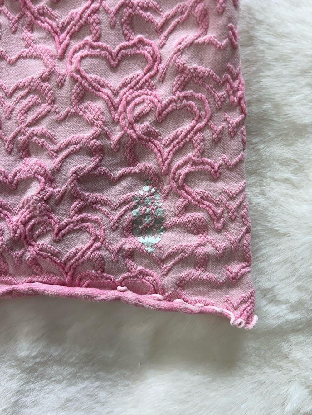 FP Movement by Free People Pink Heart Chenille Crop Top